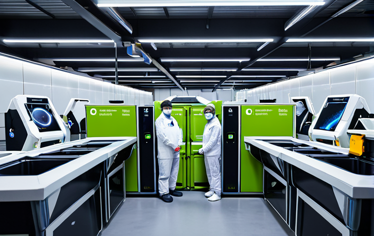 Smart Recycling System**

"A futuristic recycling center, showcasing a smart waste sorting system with robotic arms and AI interfaces, fully clothed workers in clean uniforms overseeing the process, safe for work, appropriate content, professional setting, perfect anatomy, correct proportions, natural pose, well-lit, high-resolution, demonstrating advanced technology and efficiency in waste management, family-friendly."

**