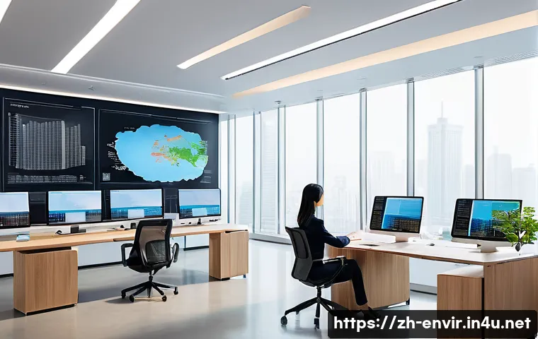 환경 분석 및 예측 방법 - A modern digital workspace scene illustrating efficient information filtering and verification techn...