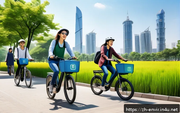 산업화와 환경 변화 - A modern urban green cityscape featuring eco-friendly architecture with solar panels on rooftops, ab...